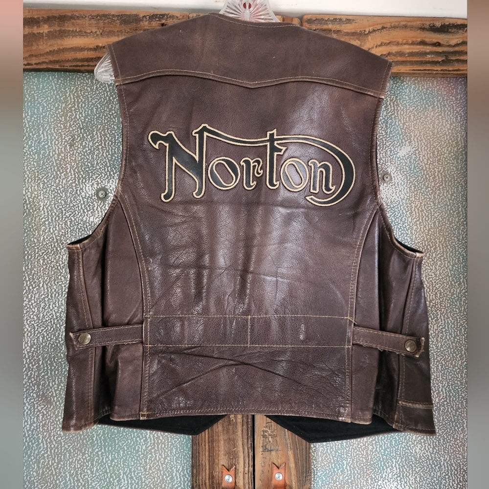 Redskins Motors Norton Motorcycle Brown Leather Vest